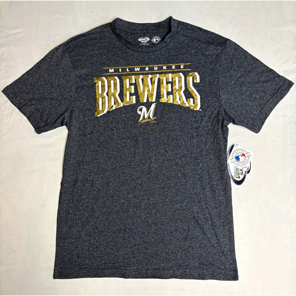 Concepts Sport Milwaukee Brewers MLB Gray Shirt, Size M, Officially Licensed